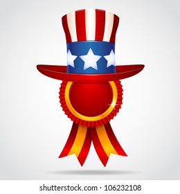 Red label in a hat for July 4th