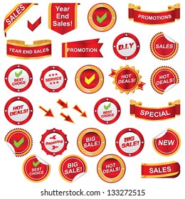red label and icons set