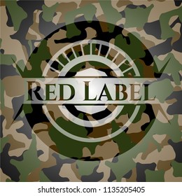 Red Label on camouflage texture