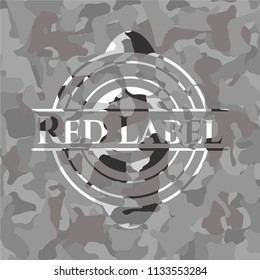 Red Label on grey camo pattern