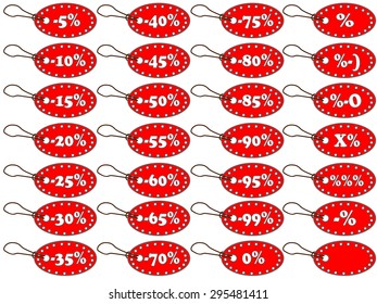 Red label with percentage discount