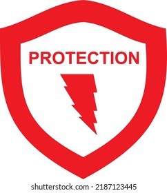 Red Label for protection from thunderbolt. Protection Sign