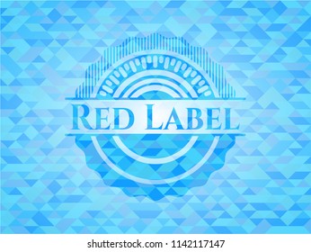 Red Label realistic sky blue mosaic emblem