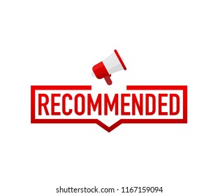 Red label recommended on white background. Vector stock illustration.