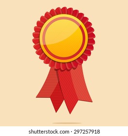 Red label with ribbons. Vector illustration EPS 10
