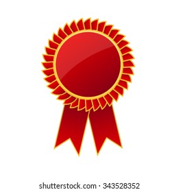 Red label with ribbons. Vector illustration. Vector illustration EPS 10