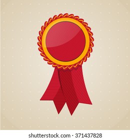 Red label with ribbons. Vector illustration EPS 10

