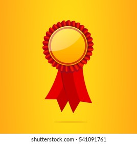 Red label with ribbons. Vector illustration EPS 10

