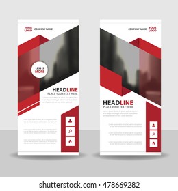 Red label roll up business brochure flyer banner design , cover presentation abstract geometric background, modern publication x-banner and flag-banner, layout in rectangle size.