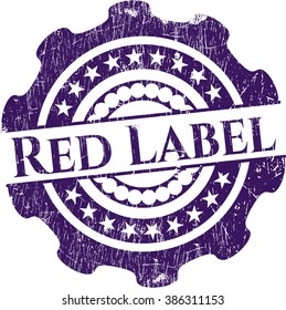 Red Label rubber stamp with grunge texture
