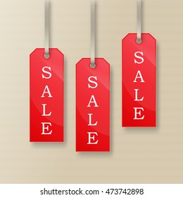 Red label sale . Vector design .