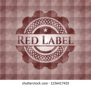 Red Label red seamless emblem with geometric pattern background.