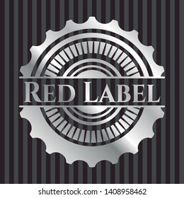 Red Label silver emblem. Vector Illustration. Mosaic.