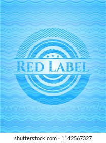 Red Label sky blue water wave style emblem.