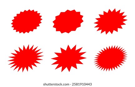 red label star shape, red starburst graphic, sticker tag for sale advertising