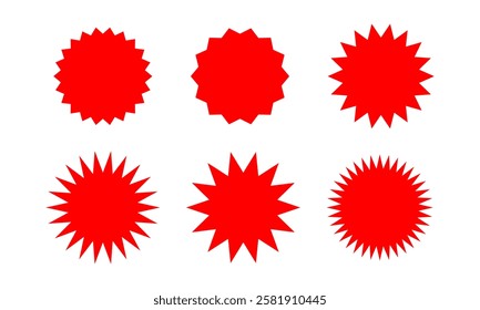 red label star shape, red starburst graphic, sticker tag for sale advertising