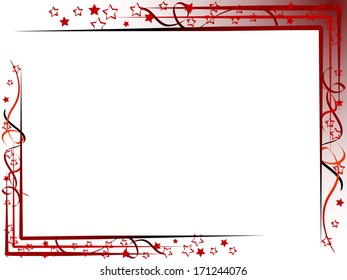 Red label with stars and ribbons
