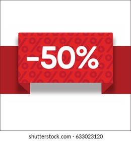 Red Label And Sticker, Isolated On White Background, Vector Illustration