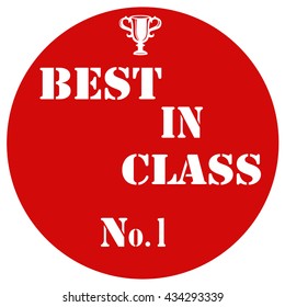 Red label with text Best In Class,vector illustration