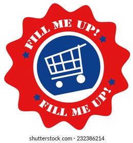 Red label with text Fill Me Up,vector illustration