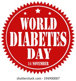 Red label with text World Diabetes Day,vector illustration