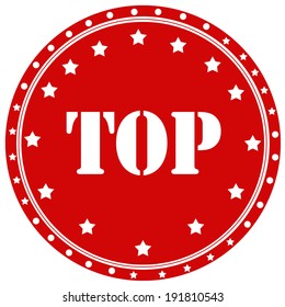 Red label with word Top,vector illustration