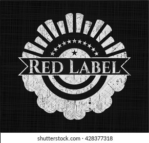 Red Label written on a chalkboard
