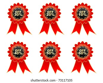 red labels with percent discount