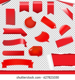 Etiquetas Y Etiquetas Rojas Configuran La Ilustración De Malla De Gradiente, Vector
