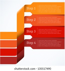 Red labels template for infographics. Vector