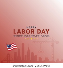 Red Labor Day Design with City Bridge and Unity Message