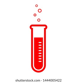 Red laboratory flask vector icon on white background