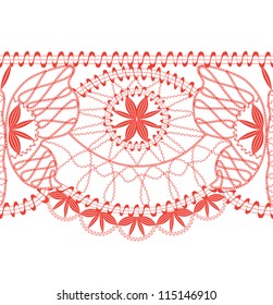 red lace border seamless on a white