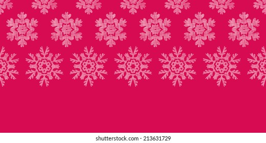 Red Lace Christmas Snowflakes Geometric Textile Texture Horizontal Border Seamless Pattern Background