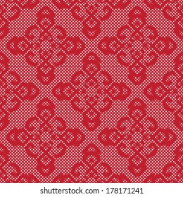 Red lace damask pattern, seamless vector textures. illustration with elegance veil 