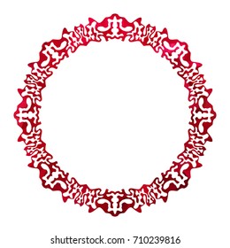 Red lace frame flat vector cartoon illustration. Objects isolated on a white background.