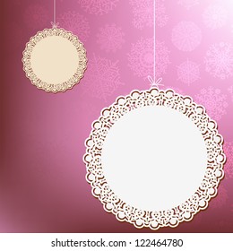 Red lace ornament card.  + EPS8 vector file