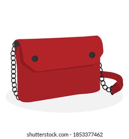 Red ladies' handbag. Vector image, eps 10