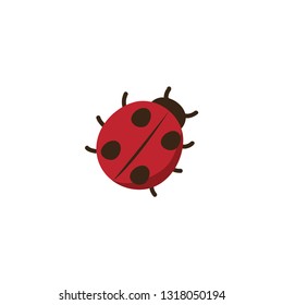red lady bug cartoon icon on a white background