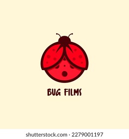 A red lady bug films logo with the word bug on it vector design