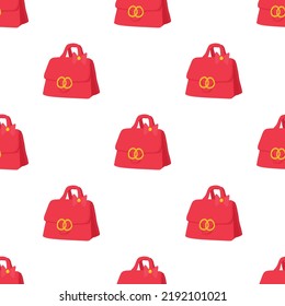 Red lady handbag pattern seamless background texture repeat wallpaper geometric vector