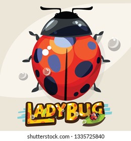 red Ladybird or ladybug. logotype or typographic - vector illustration