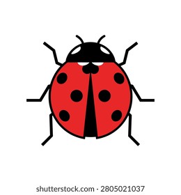 Red ladybug beetle cartoon vector illustration with wildlife illustration isolated creature entomology colorful