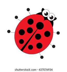 Red ladybug cartoon. Outlined character with black stroke.