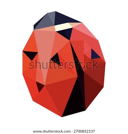 Red ladybug of polygons on white background