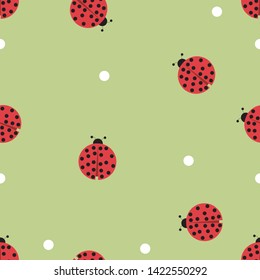 red ladybug seamless pattern seamless pattern vector on green background