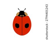 Red Ladybug Vector Illustration Isolated Beetle Clipart