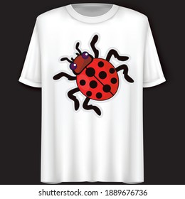 Red Ladybug Vector. Vector Illustration. T-Shirt Design.