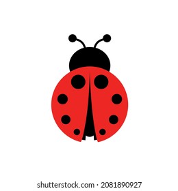Red ladybug. Vector object, simple flat design. Isolated on a white background.