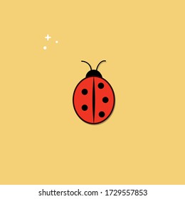 Red Ladybug Vector on a yellow background